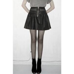 Nomia Linen Blend Front Zip Chambray Flare Skirt Size 2 Gray Black